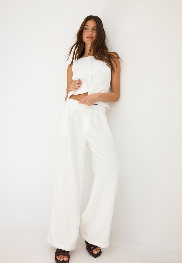 Stradivarius Rustikke Wide-Leg Bukser Med Justerbare Knapper 0-004 40