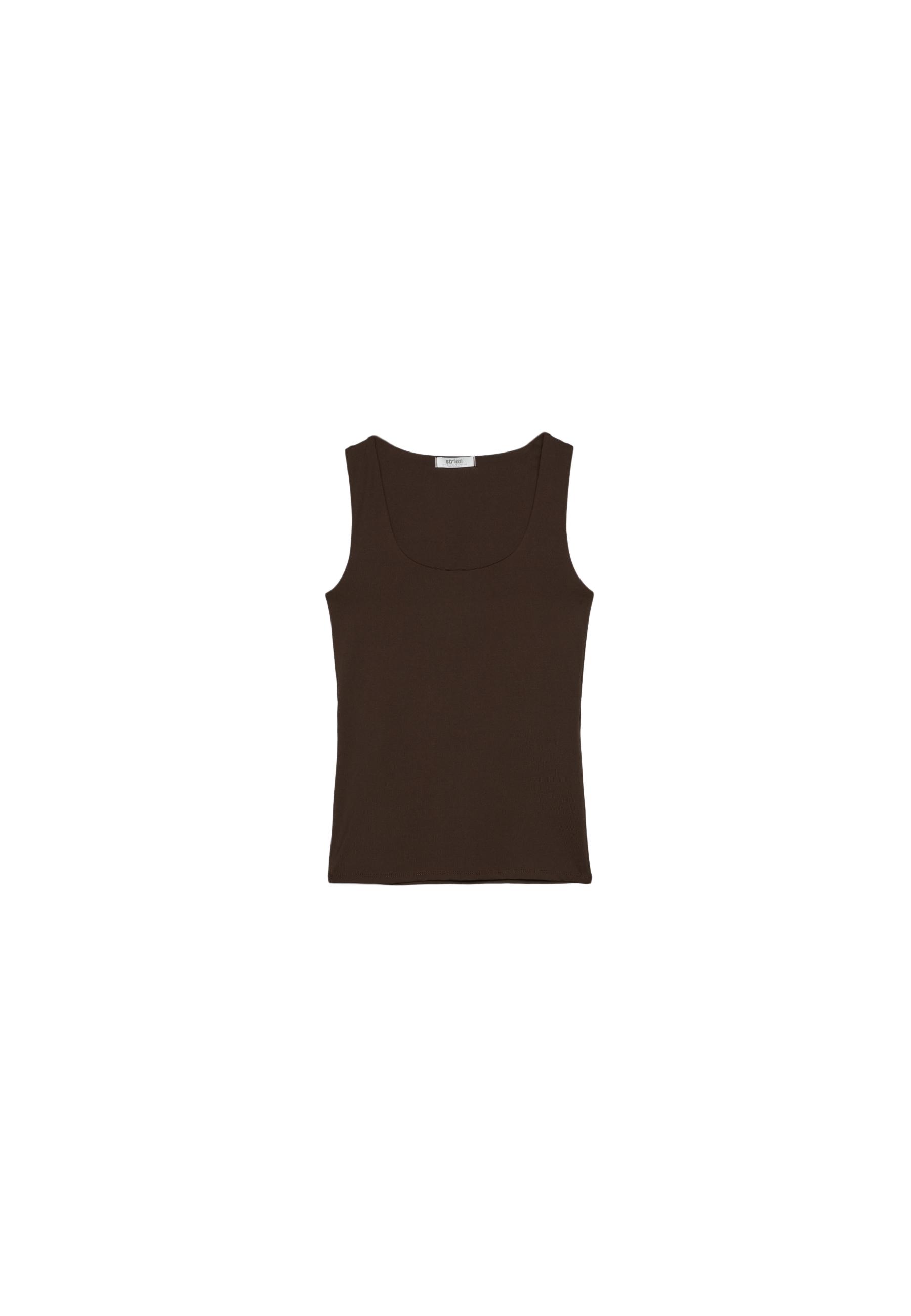 Polyamide wide strap top — Brown