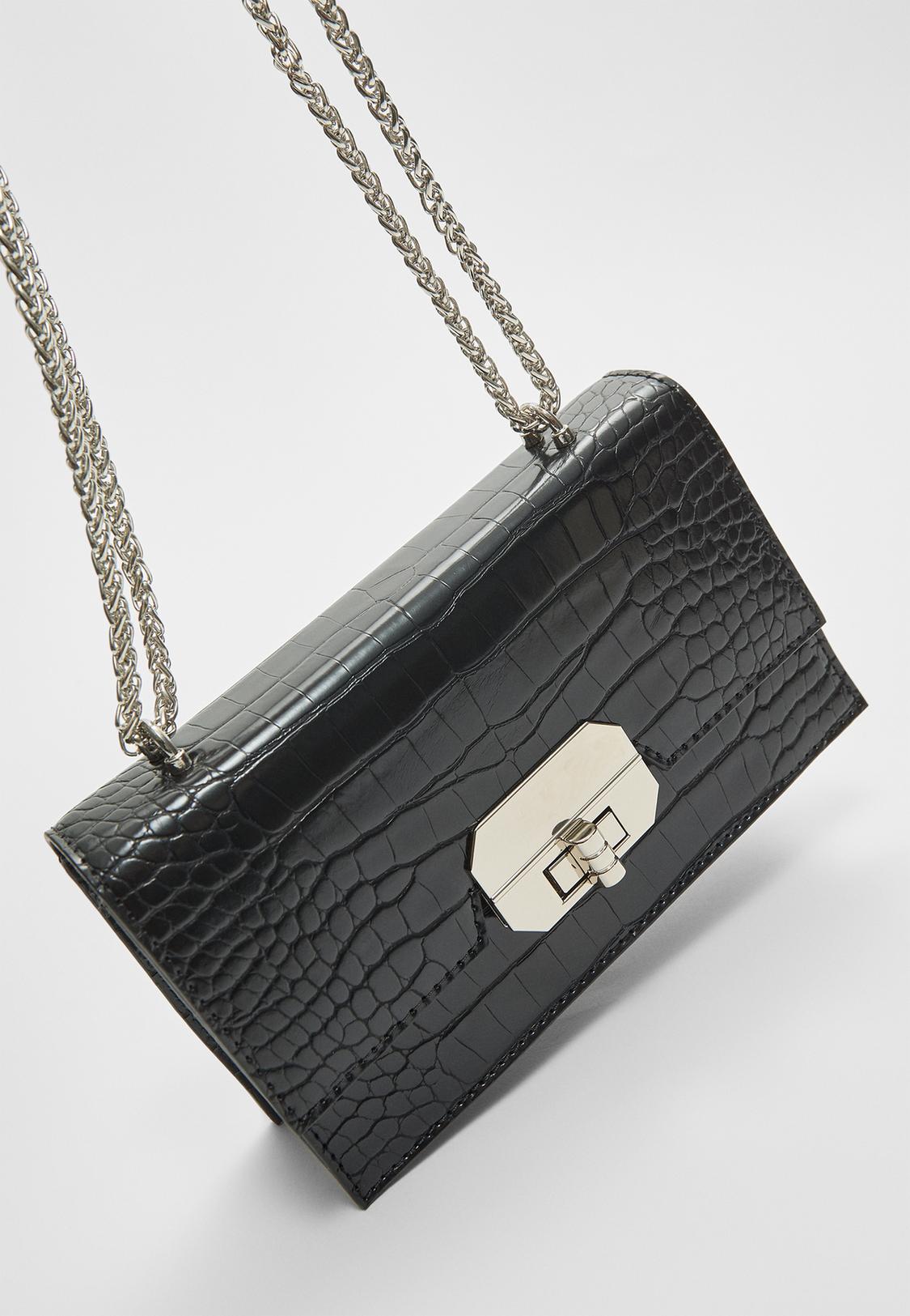 Crossbody Bag Charles And Keith Croc Effect Structured Bag Navy