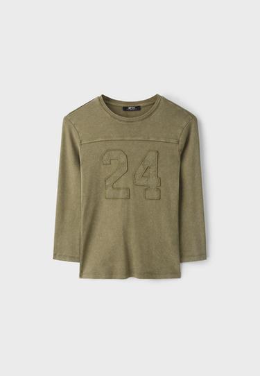 Placement print T-shirt — Khaki 7