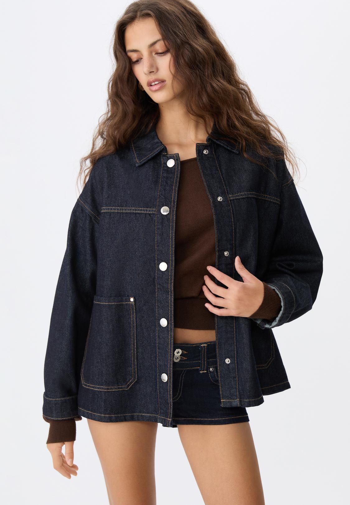 Veste en jean à poches Mode femme Stradivarius France