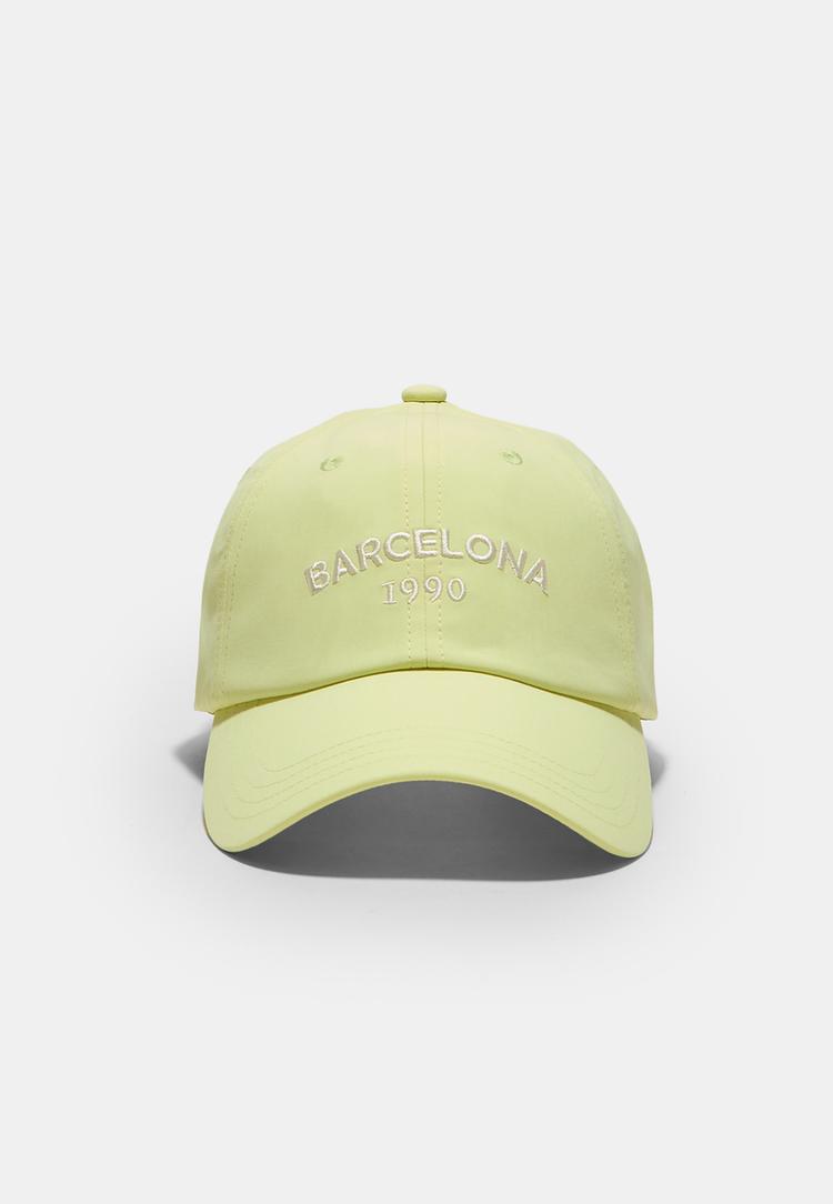 Stradivarius Καπέλο Τζόκεϊ Barcelona Κίτρινο Παστέλ Os