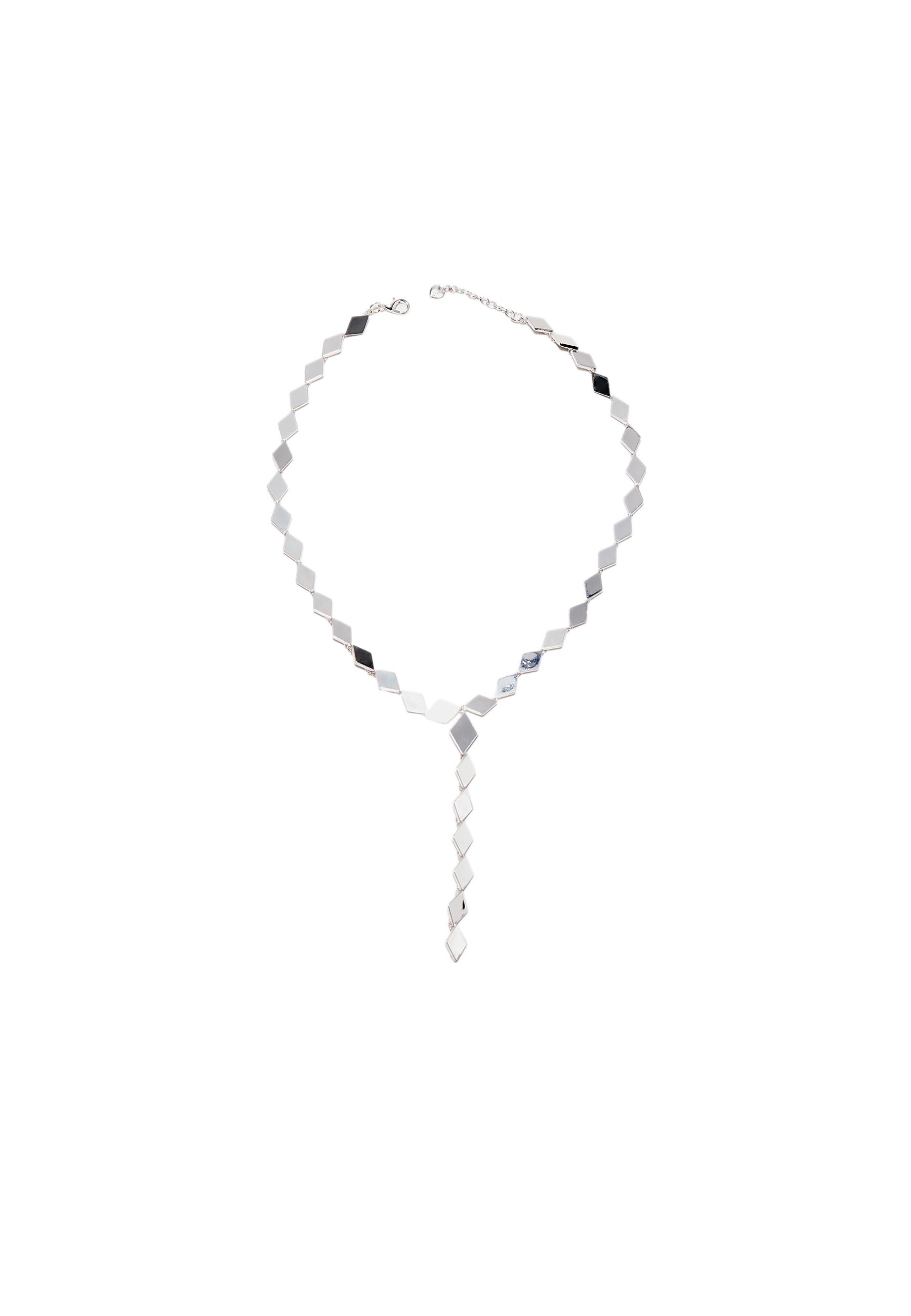 Diamond effect crystal lariat necklace — Grey