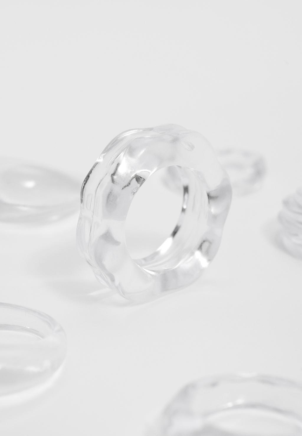 Lot de 6 bagues transparentes