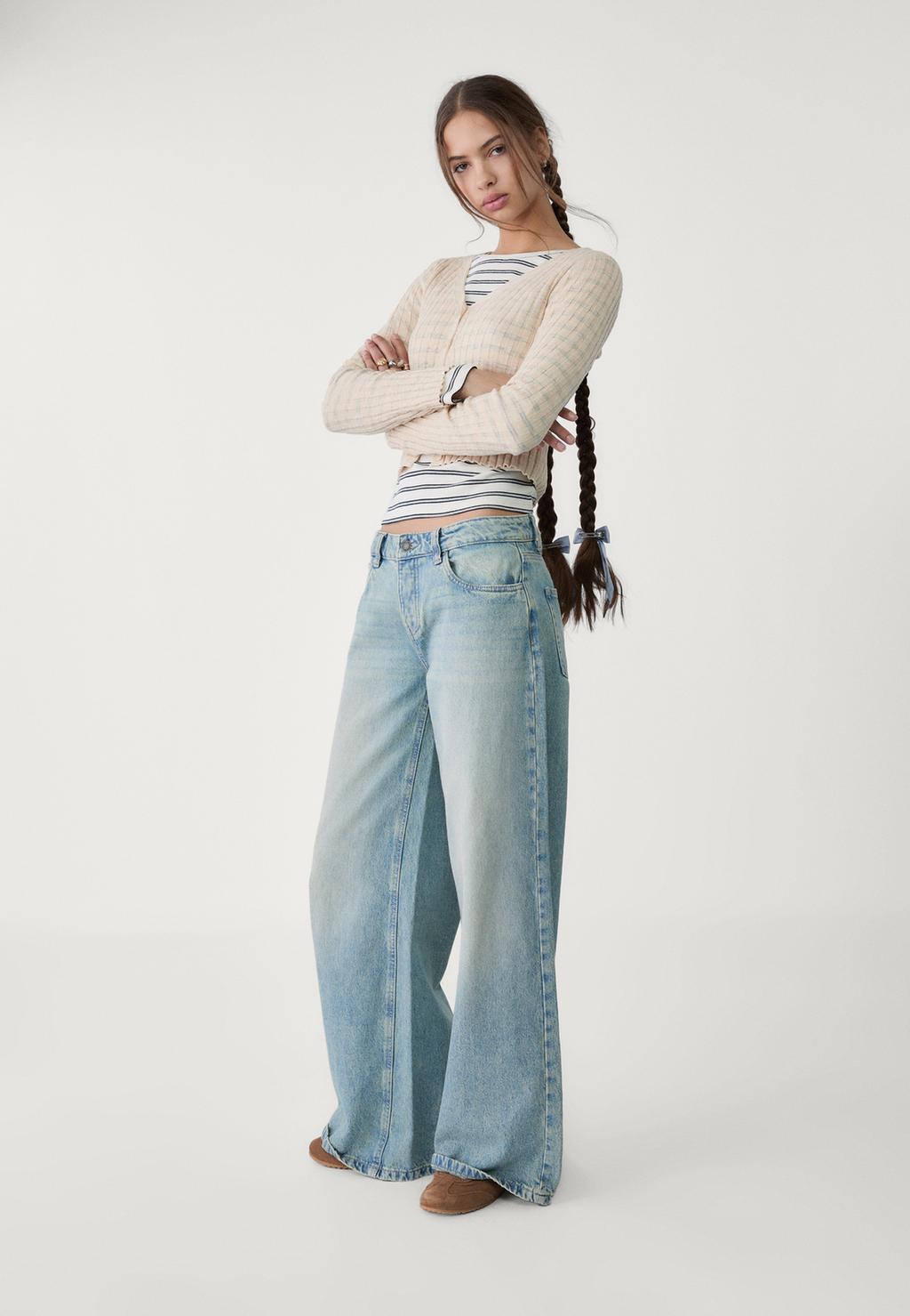 Wide-Leg-Jeans mit niedrigem Bund