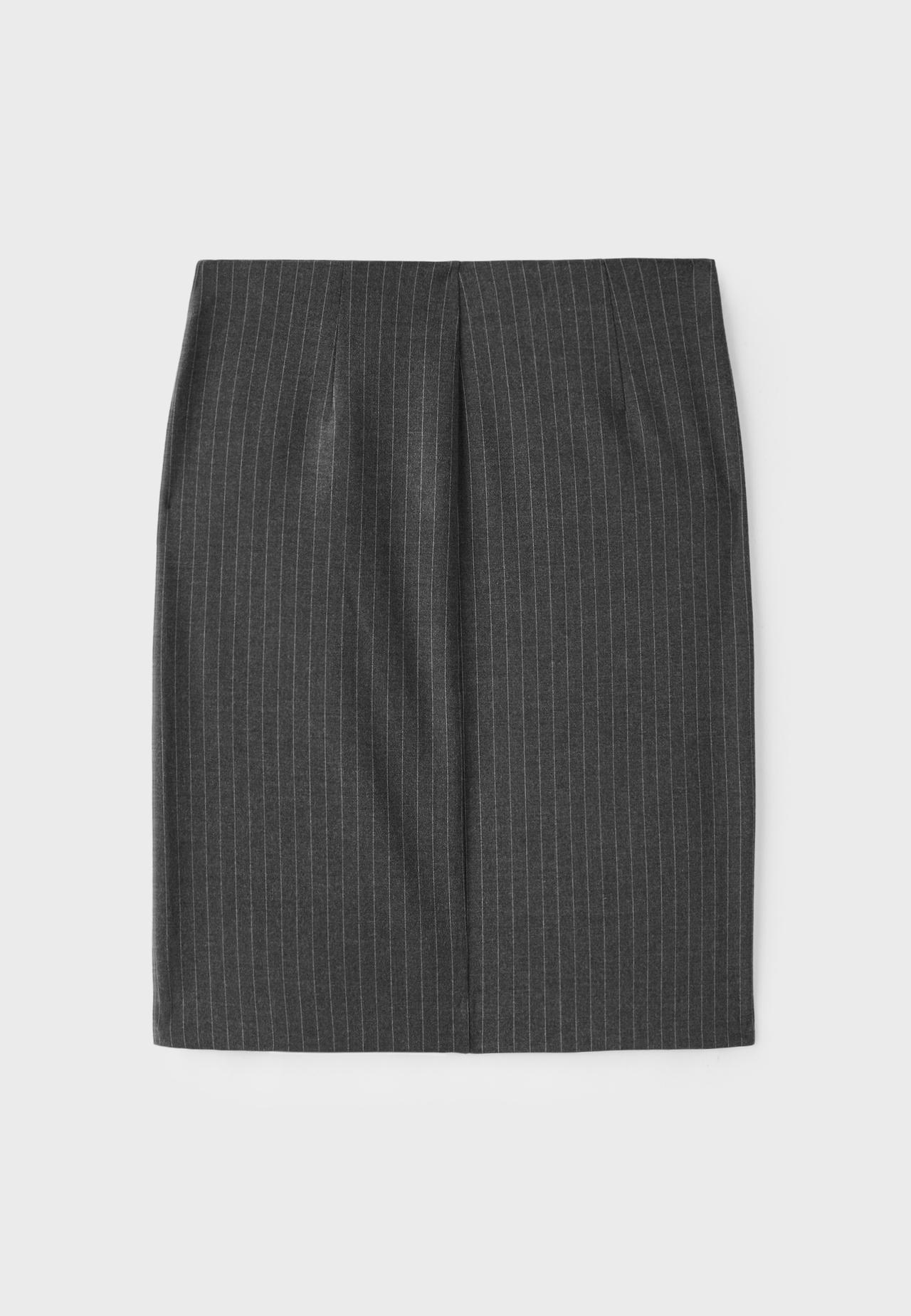 Striped midi skirt with buttons — Dark grey
