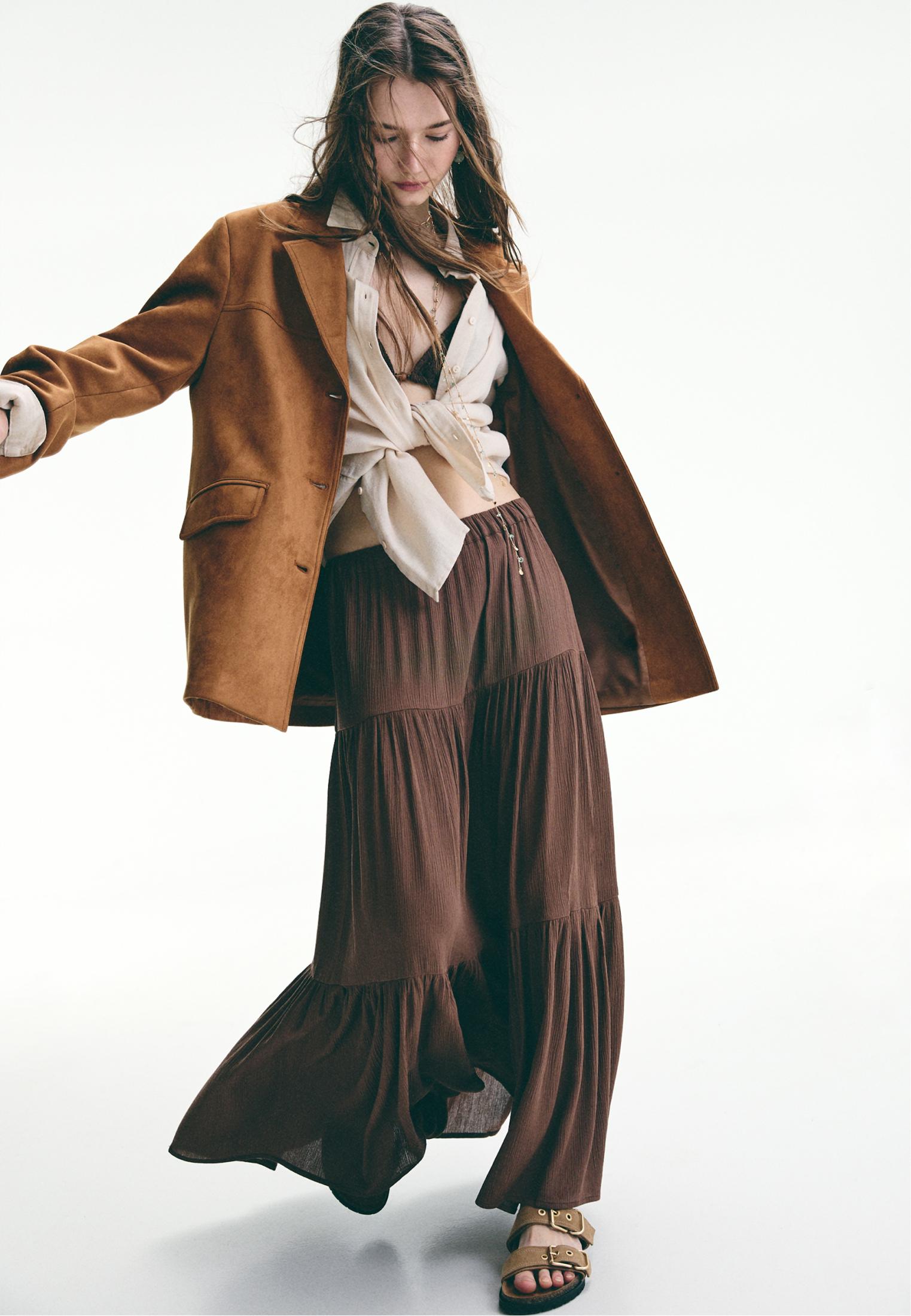 Boho midi skirt — Brown