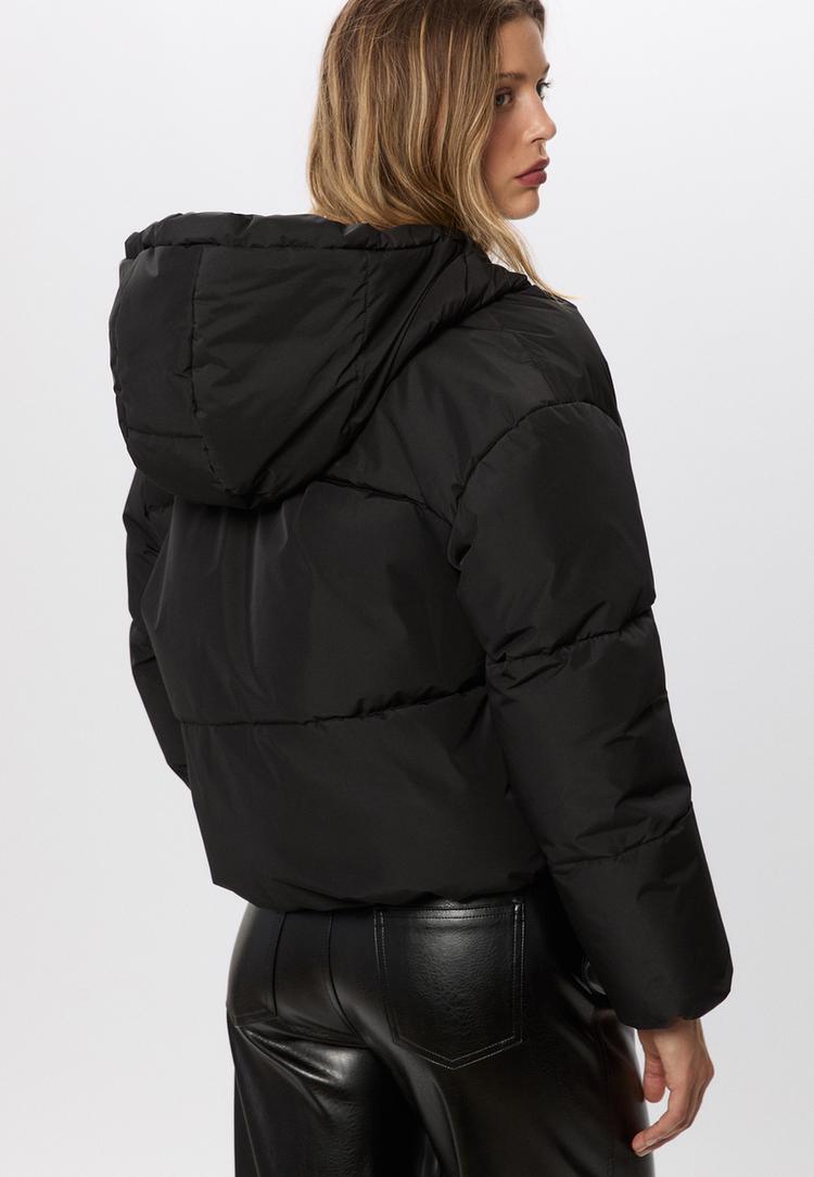 gewatteerde oversized jas met capuchon