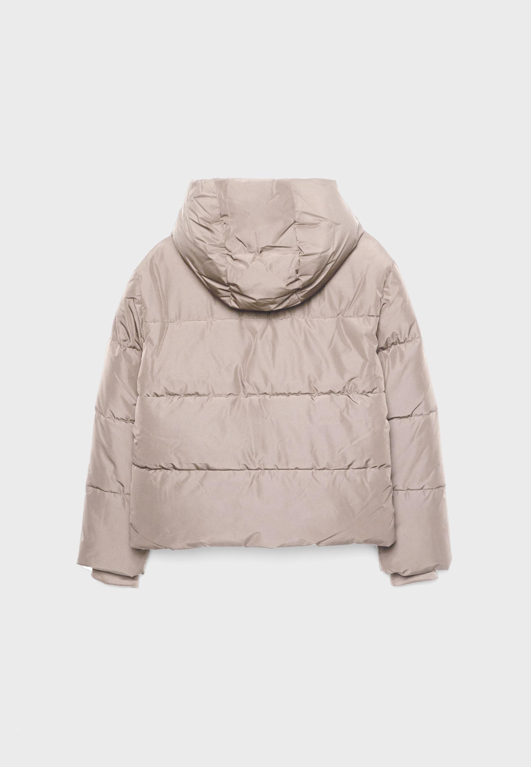 Basic hooded puffer jacket — Brown