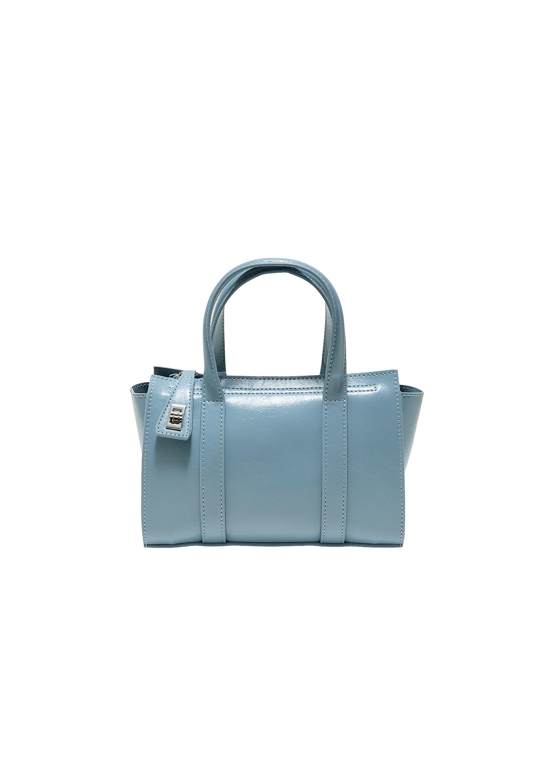 Mini tote bag with clasp — Sky blue