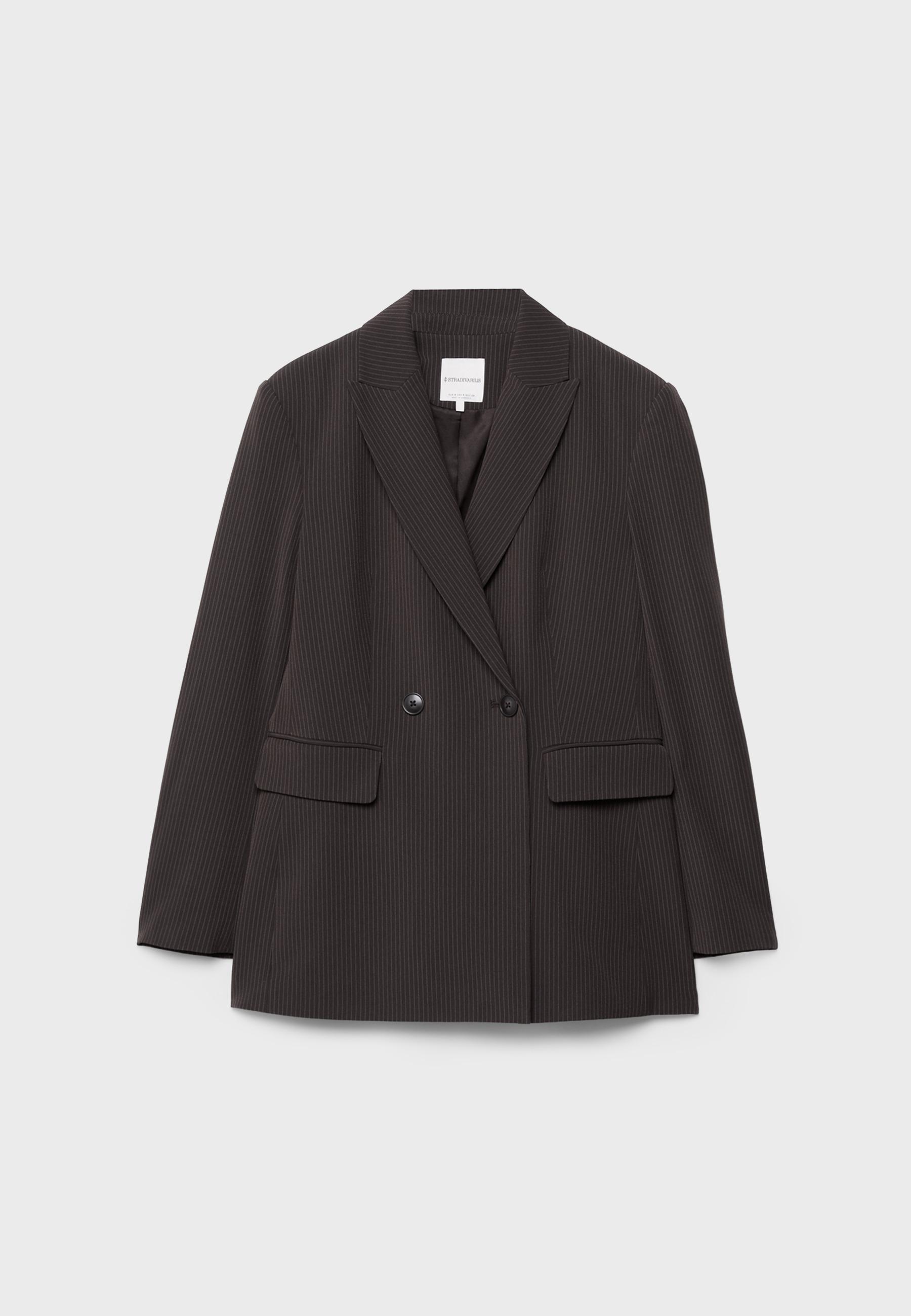 Striped fitted blazer — Brown