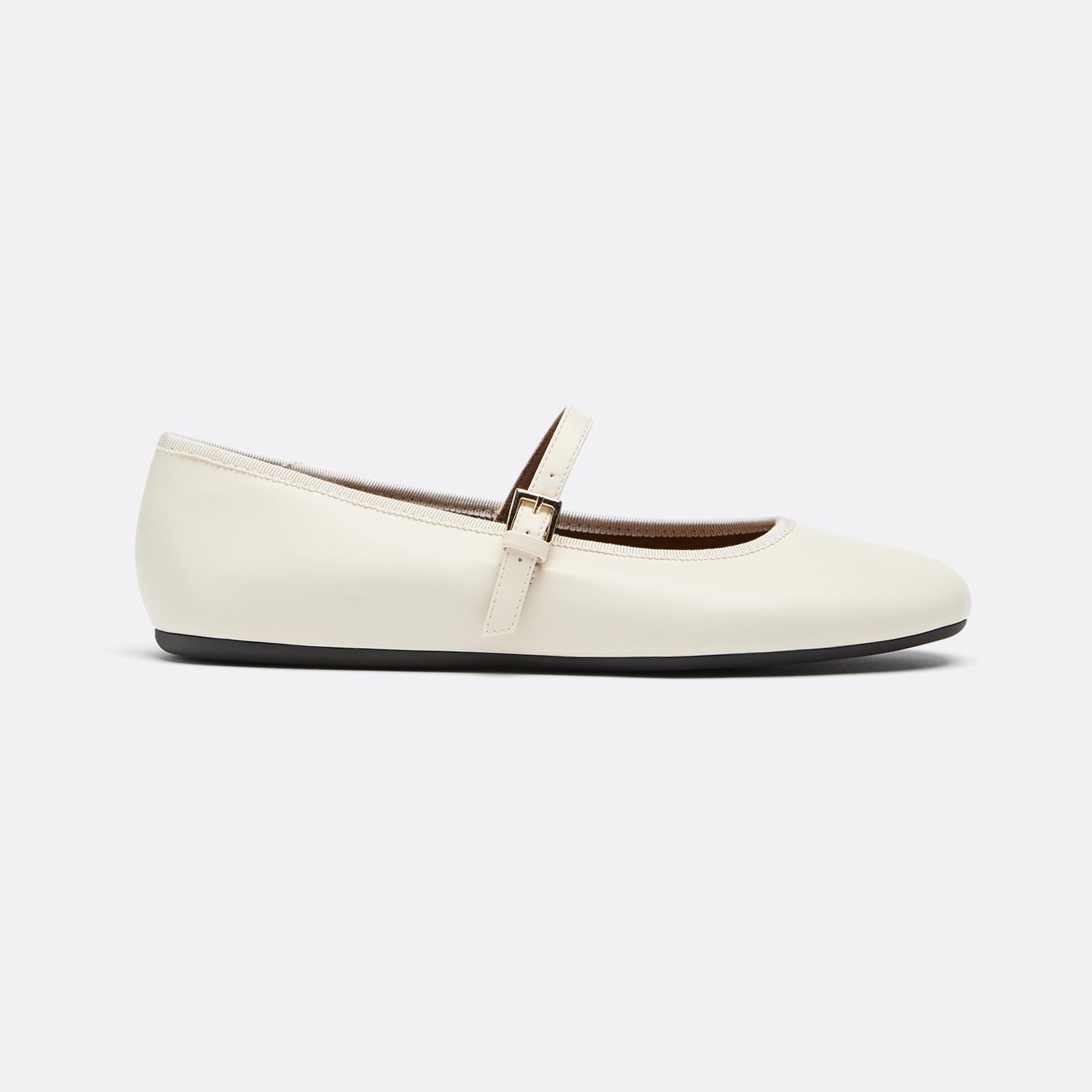 Basic Mary Jane ballet flats — ECRU