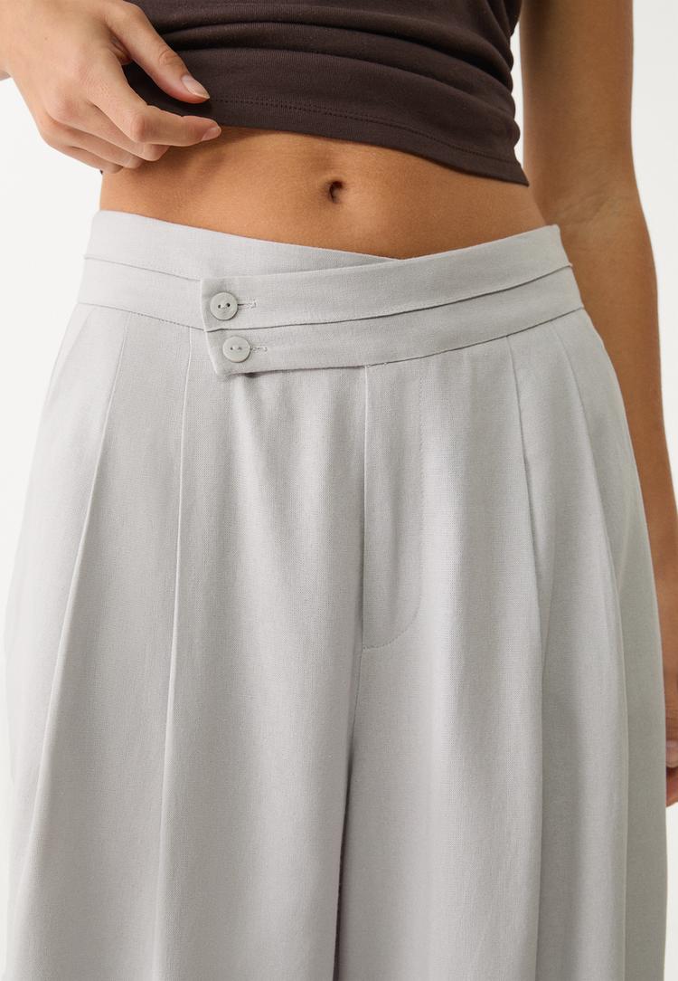 pantalon fluido pinzas con lino
