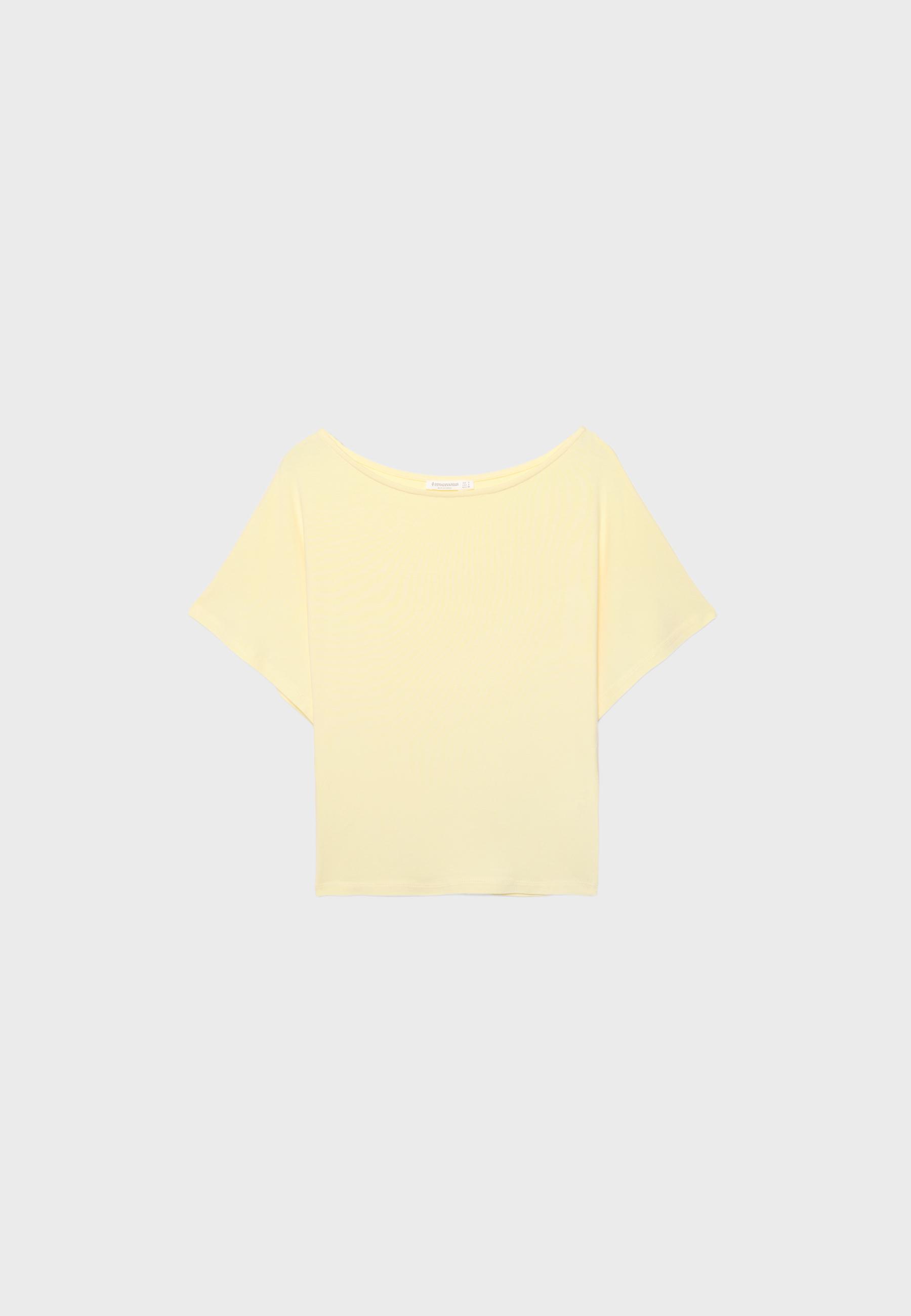 Short sleeve boat neck T-shirt — Pastel yellow