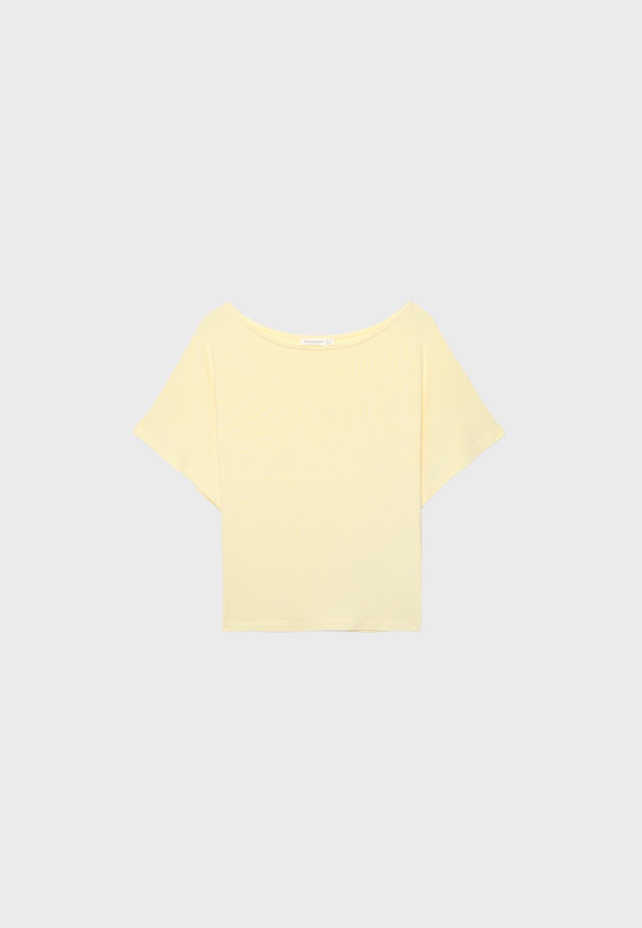 Short sleeve boat neck T-shirt — Pastel yellow