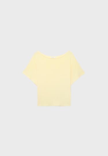 Short sleeve boat neck T-shirt — Pastel yellow 5