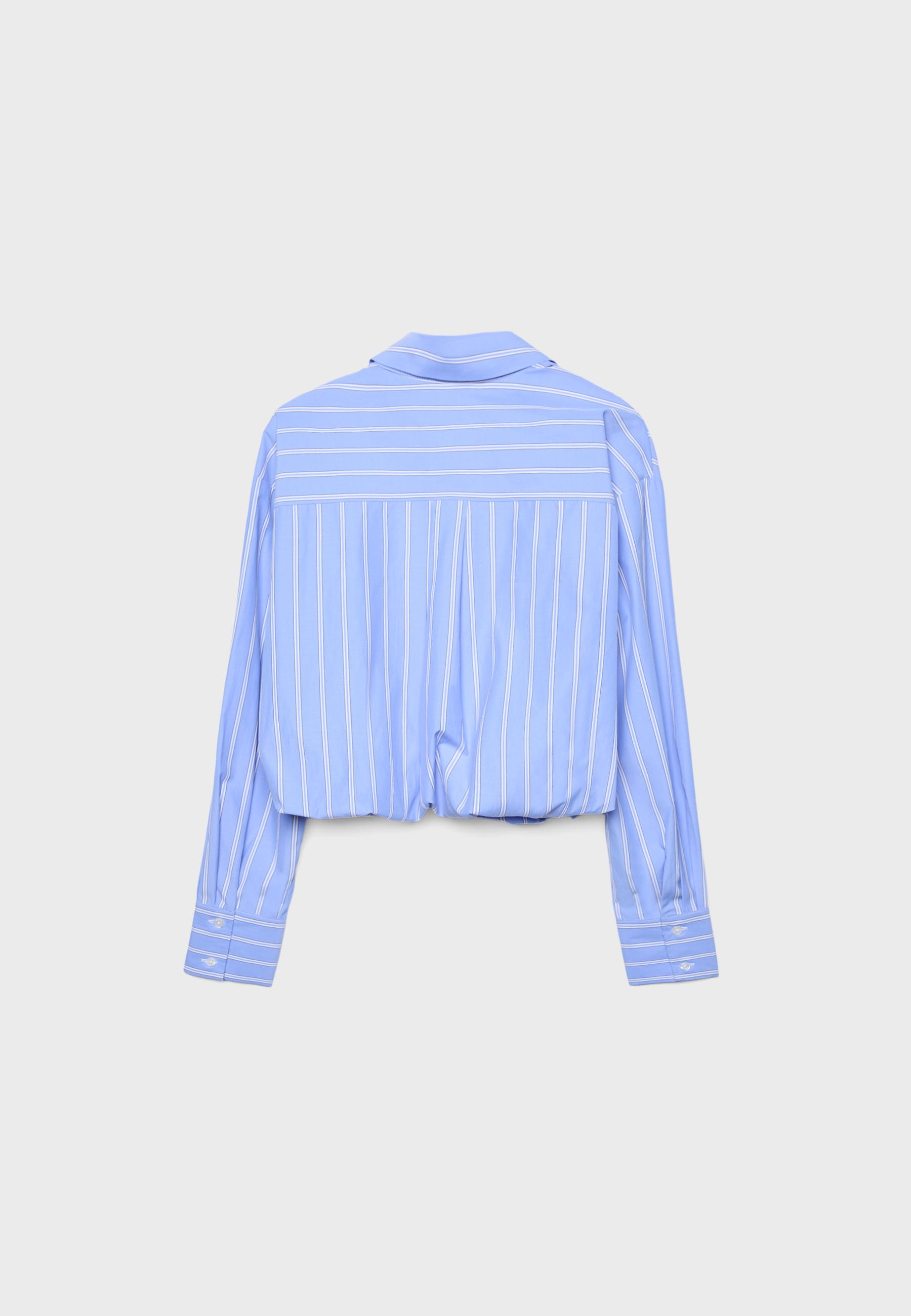 Balloon shirt in two materials — Sky blue