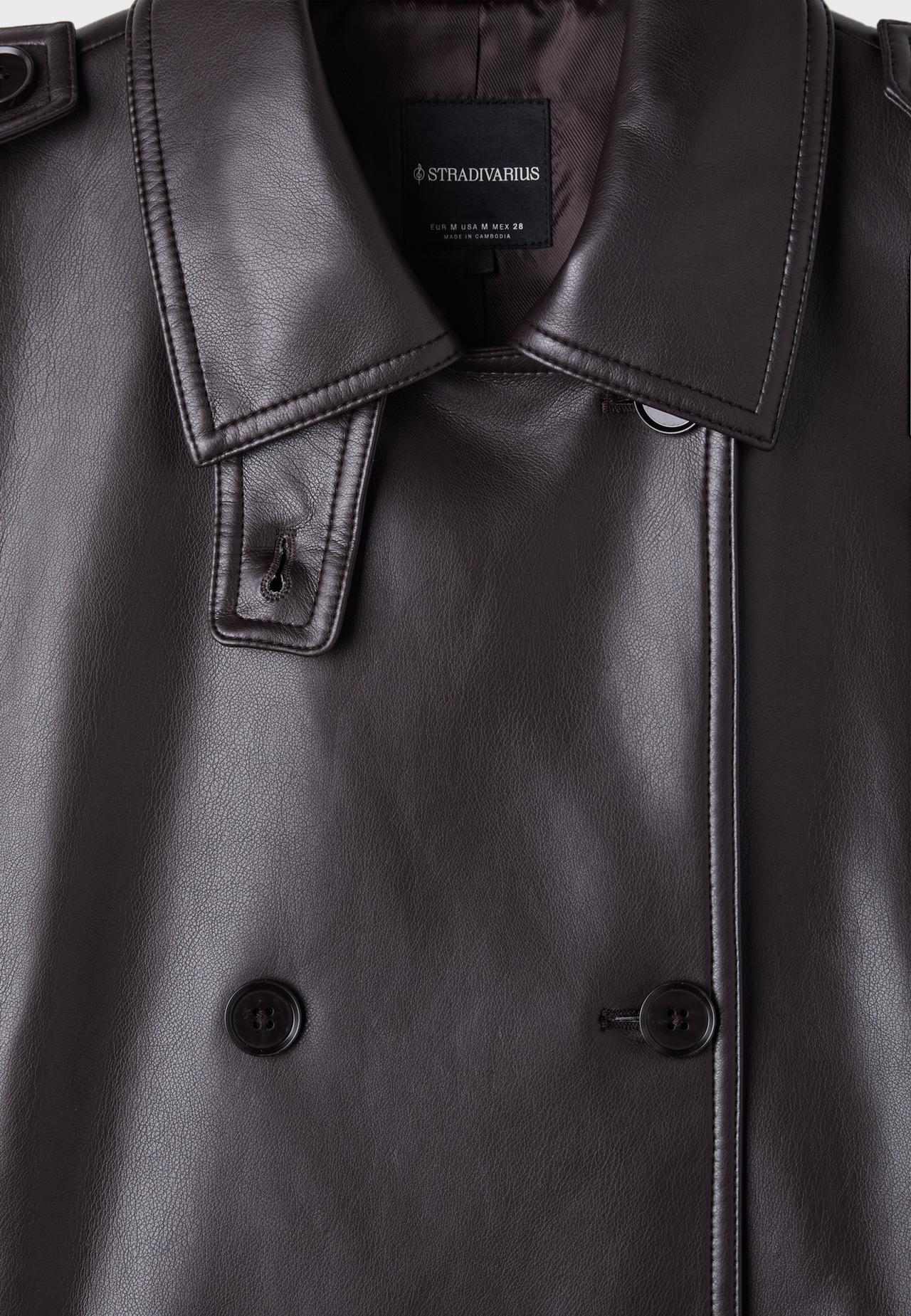 Peplum leather effect trench coat — Purple