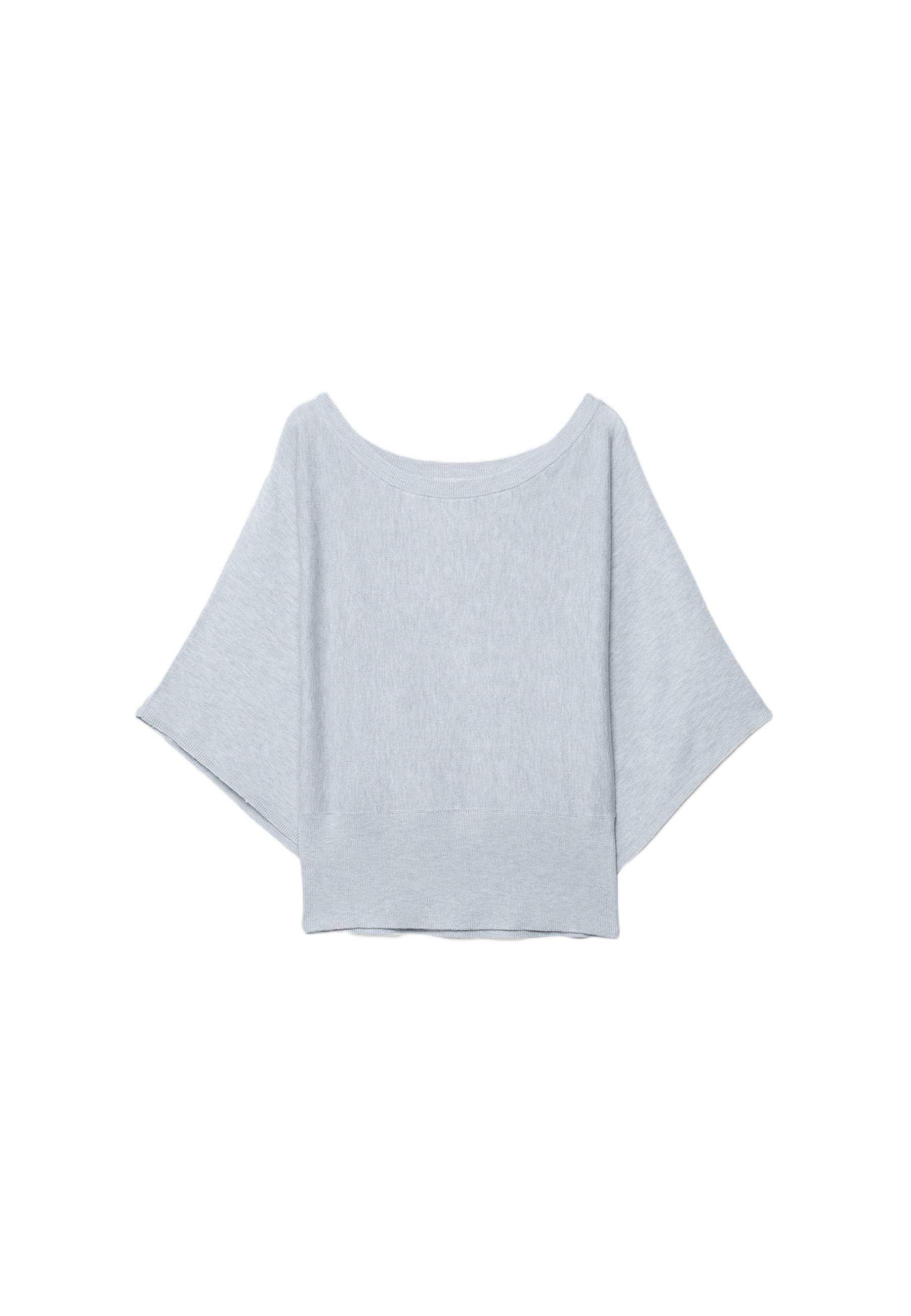 Wide sleeve knit sweater — Grey melange