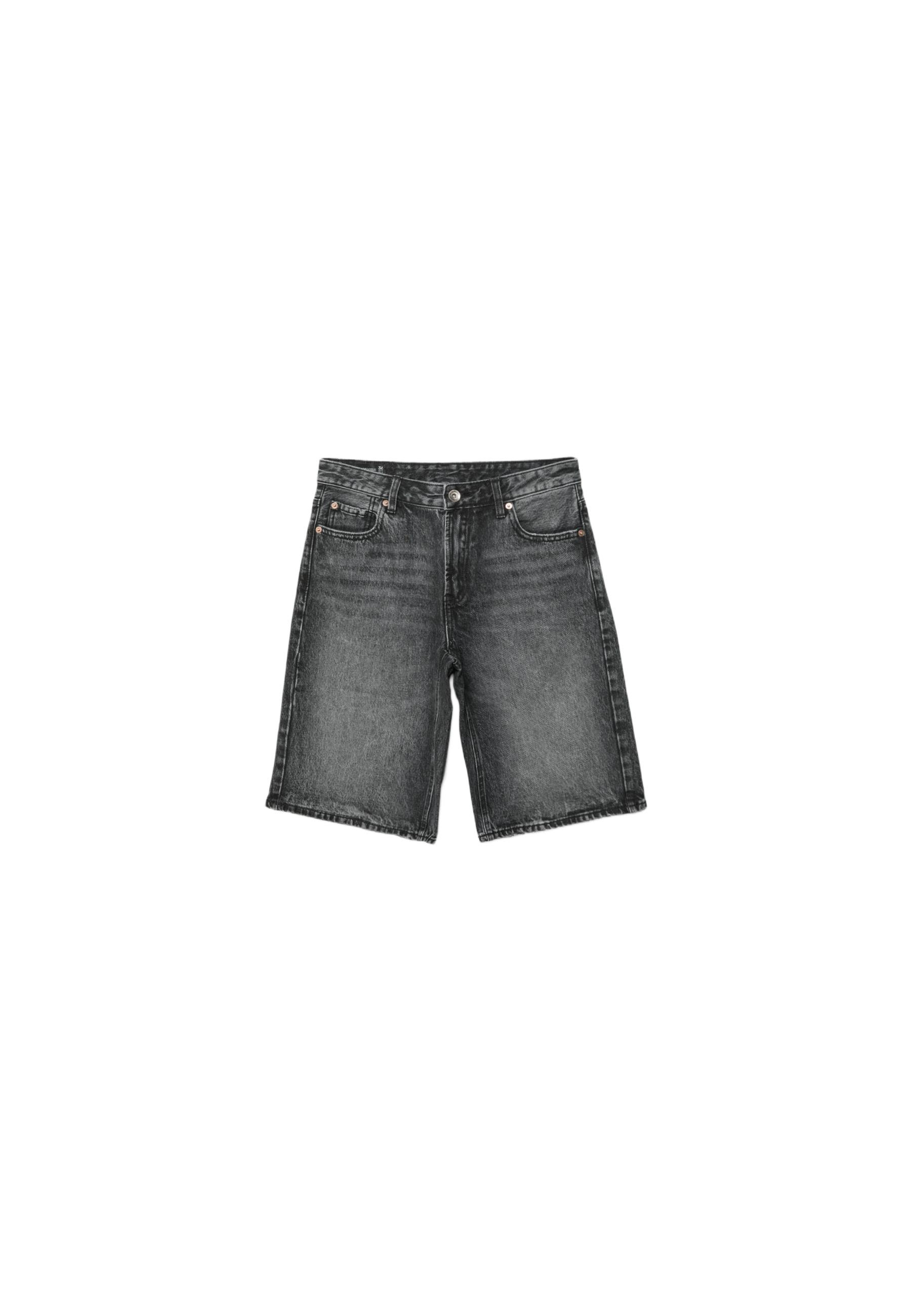 Baggy denim Bermuda shorts — DARK GREY DENIM WASH