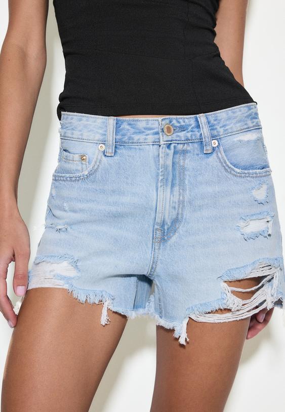 d75 shorts in denim strappati