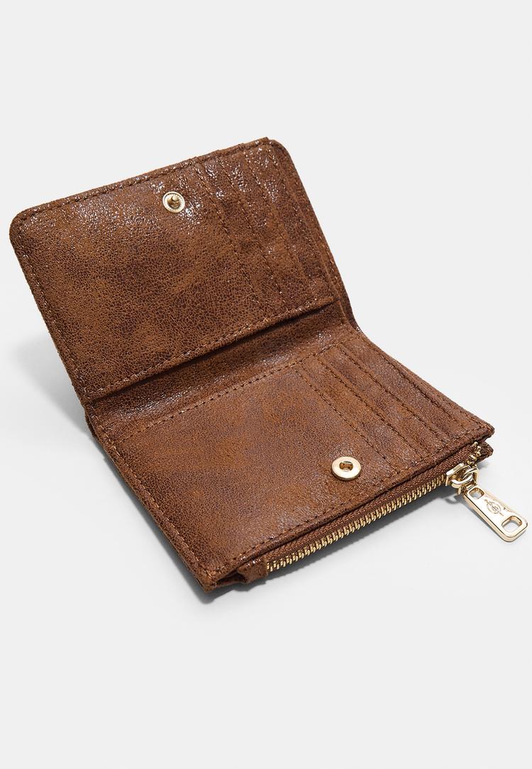 Stradivarius Πορτοφολάκι-Καρτοθήκη Από Συνθετικό Σουέντ Καφέ Os φωτογραφία