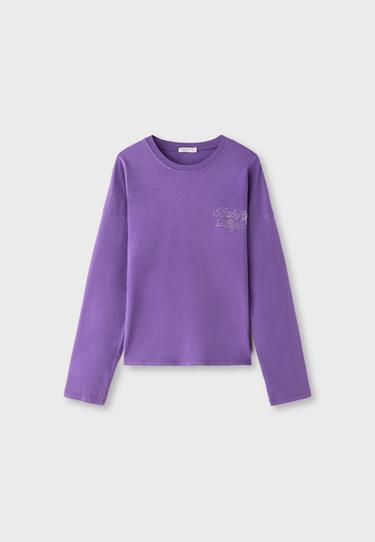 Rhinestone graphic T-shirt — Purple 7