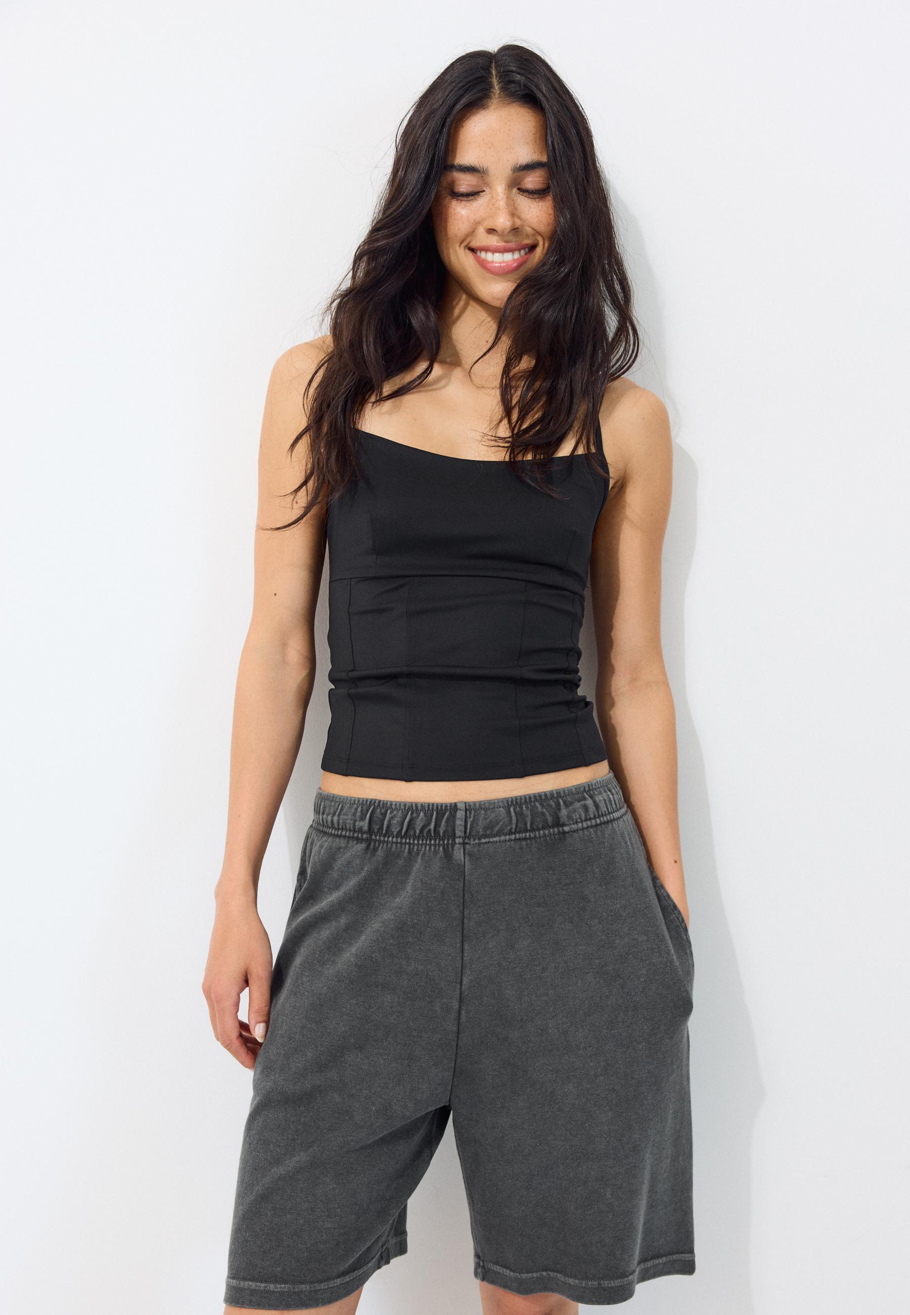 Acid wash fleece Bermuda shorts — Dark grey