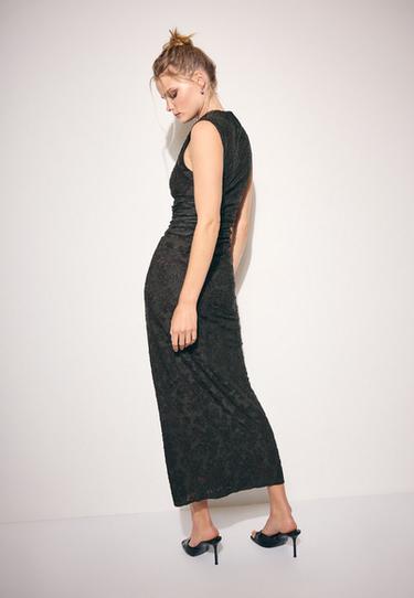 Sleeveless stand collar midi dress — Khaki 5