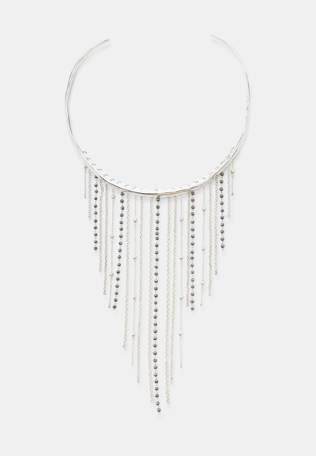 Waterfall choker necklace — Grey