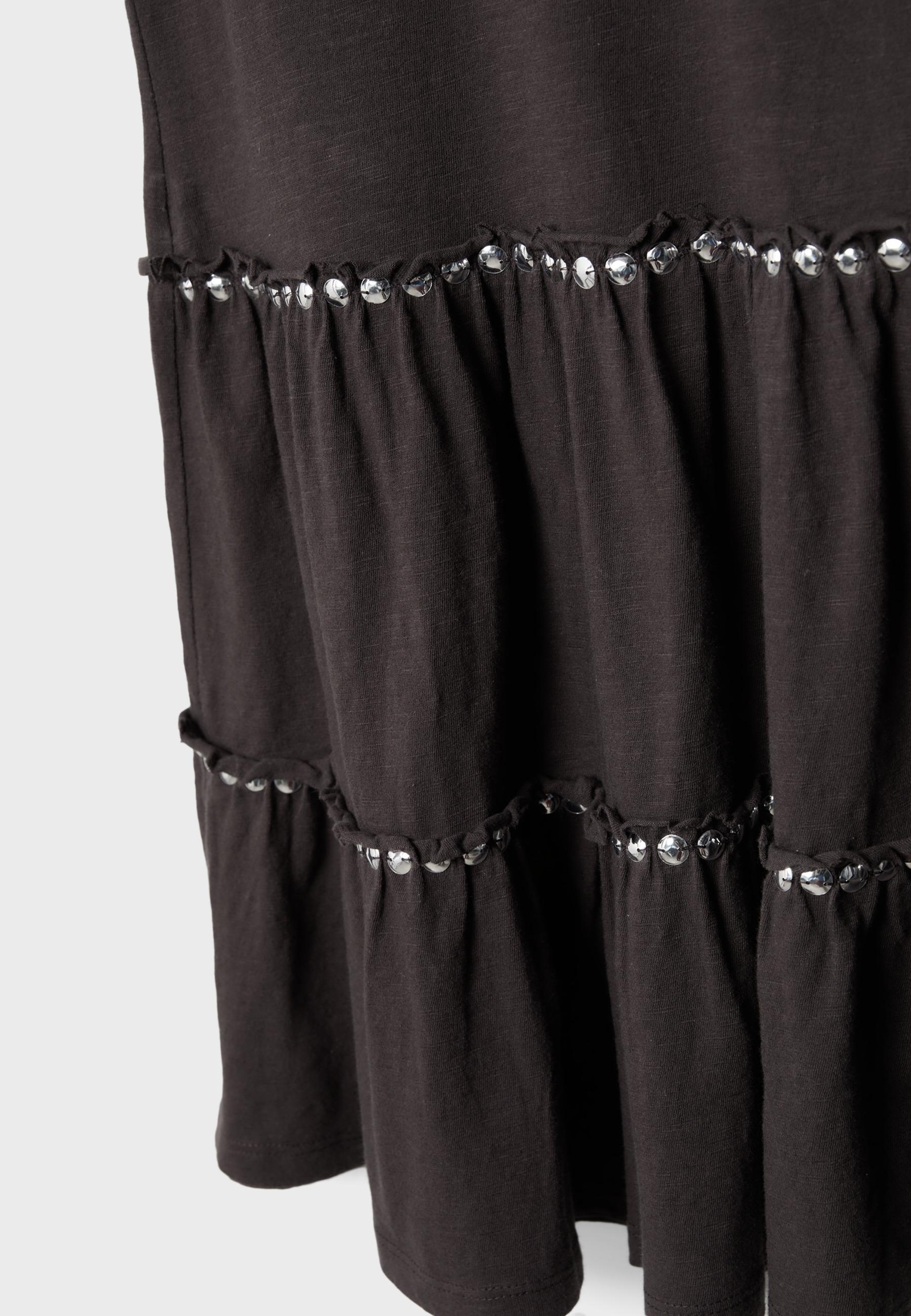Ruffled dress with studs — Brown