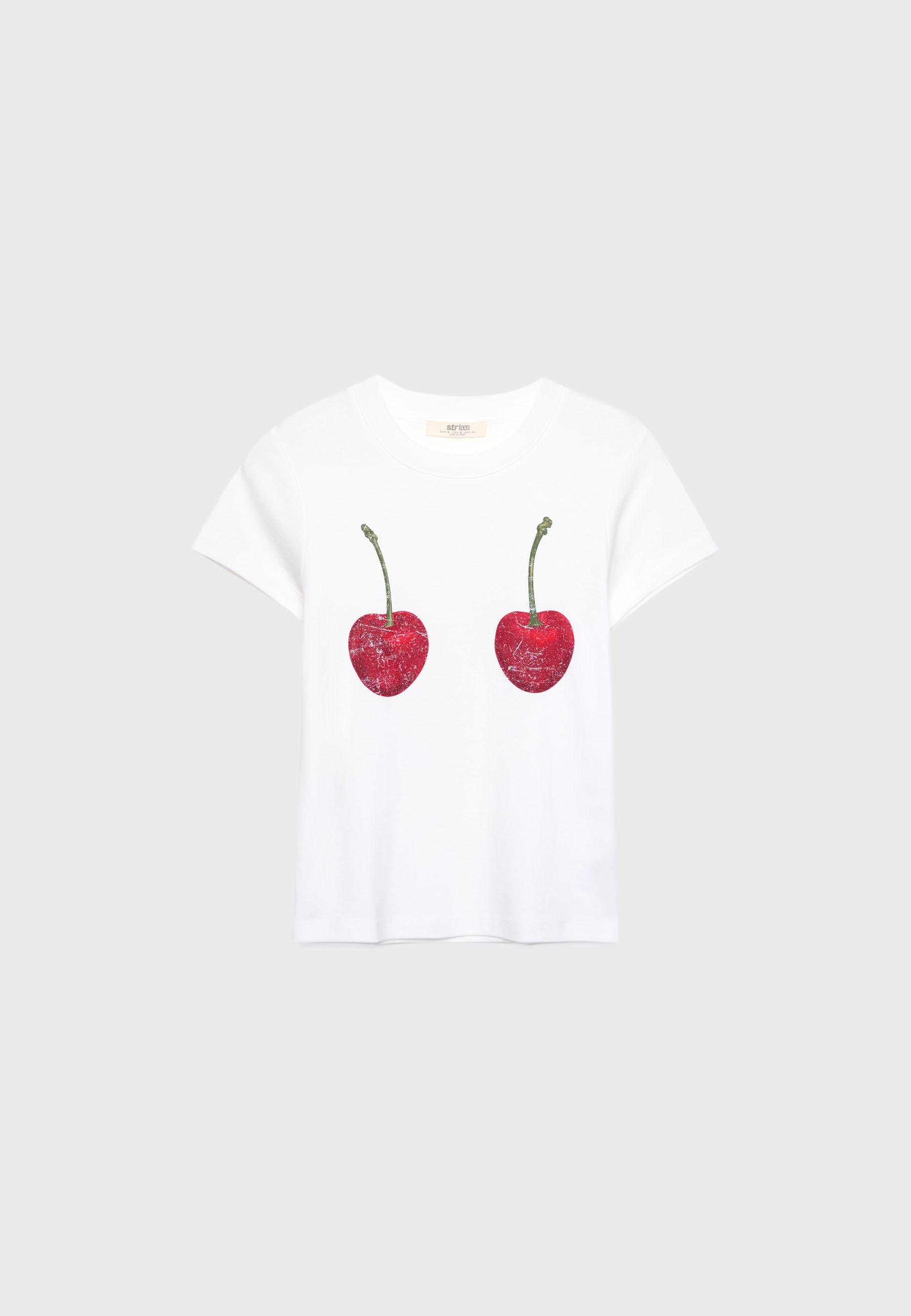 Short sleeve cherry T-shirt - Women's fashion | Stradivarius