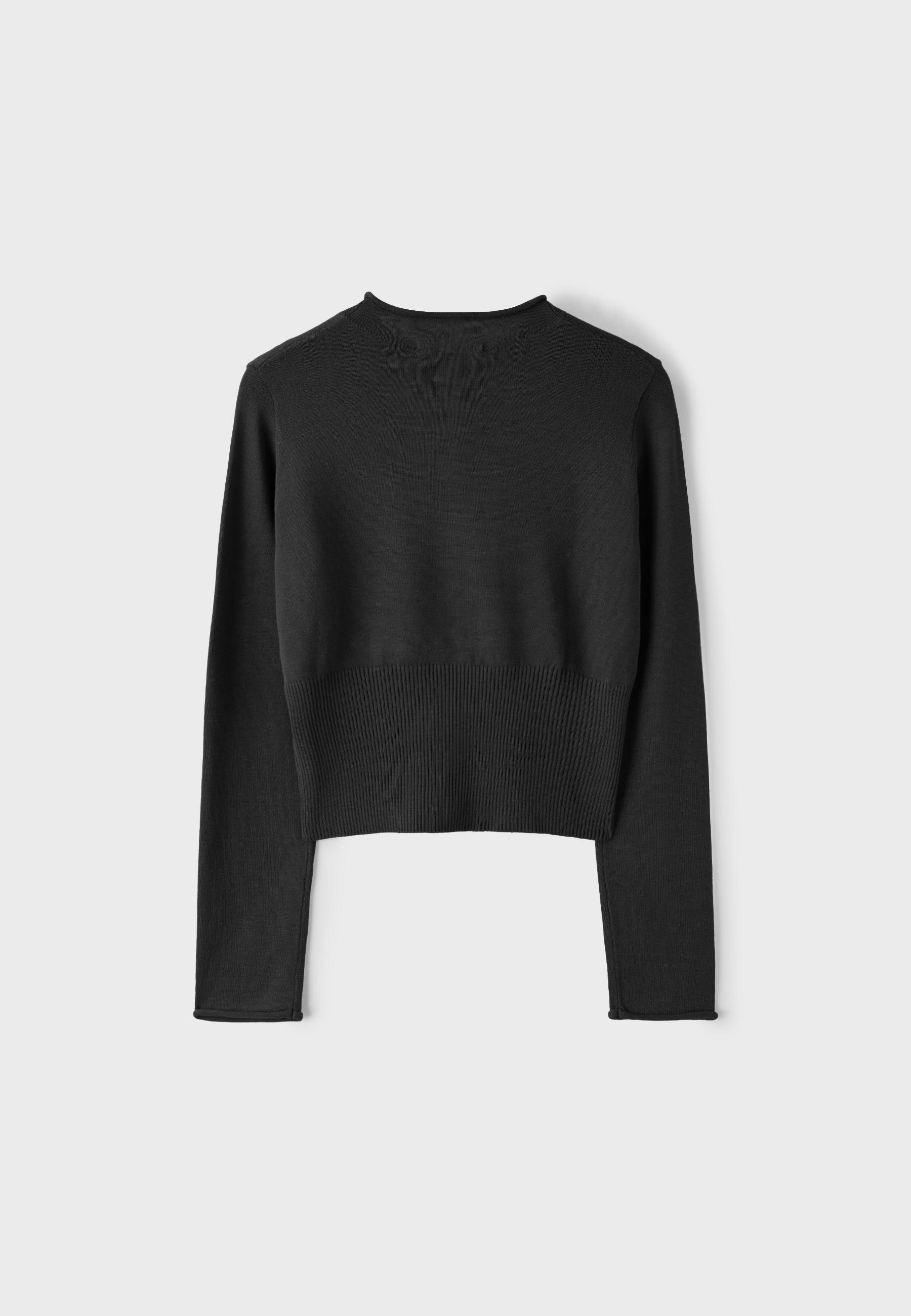 Fitted stand collar cardigan — Black