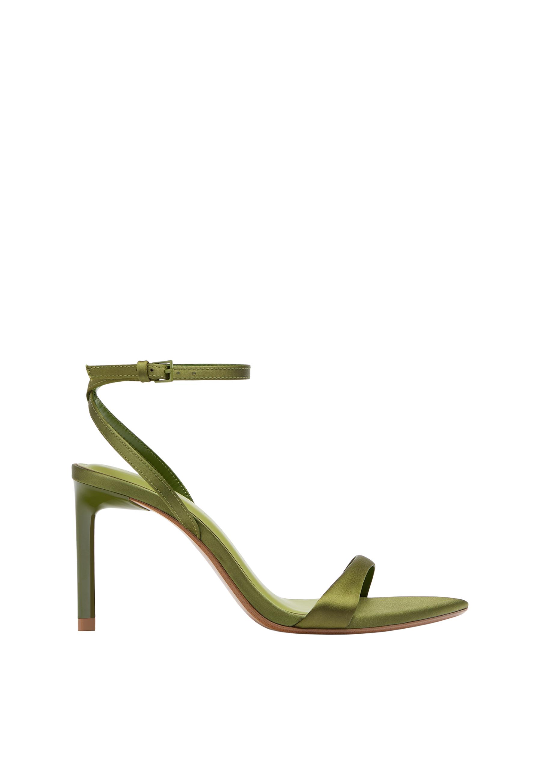 Satin effect stiletto heel sandals — GREEN