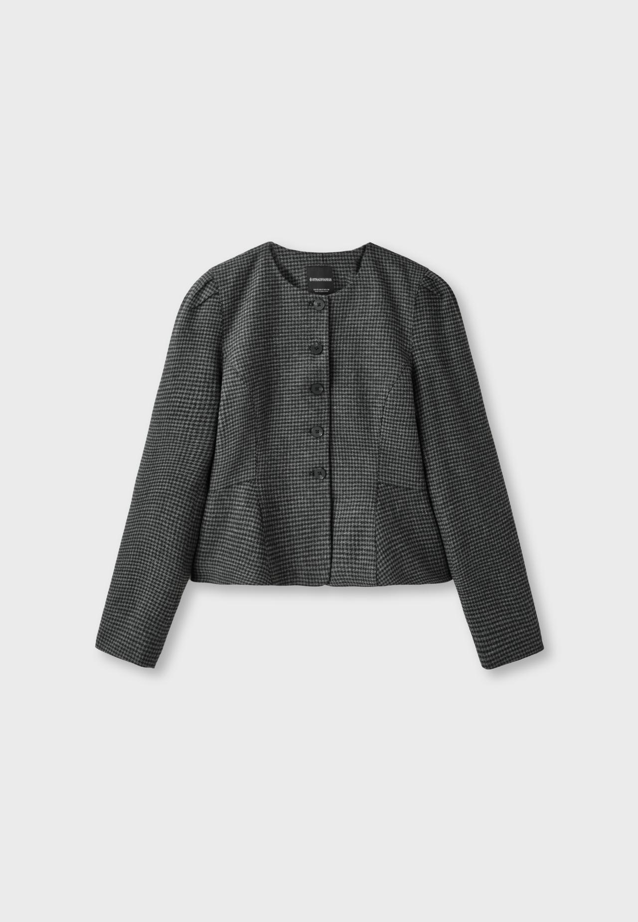 Peplum wool-blend blazer — Dark grey