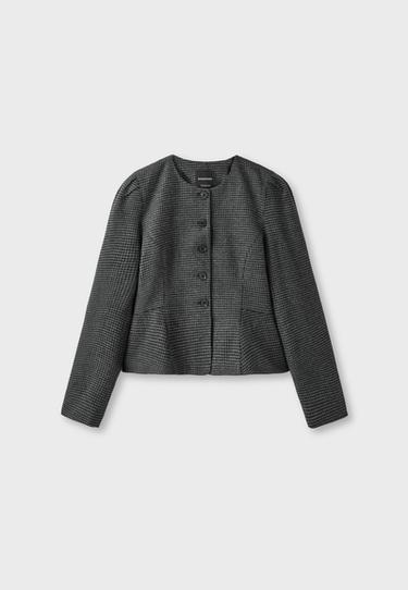 Peplum wool-blend blazer — Dark grey 7