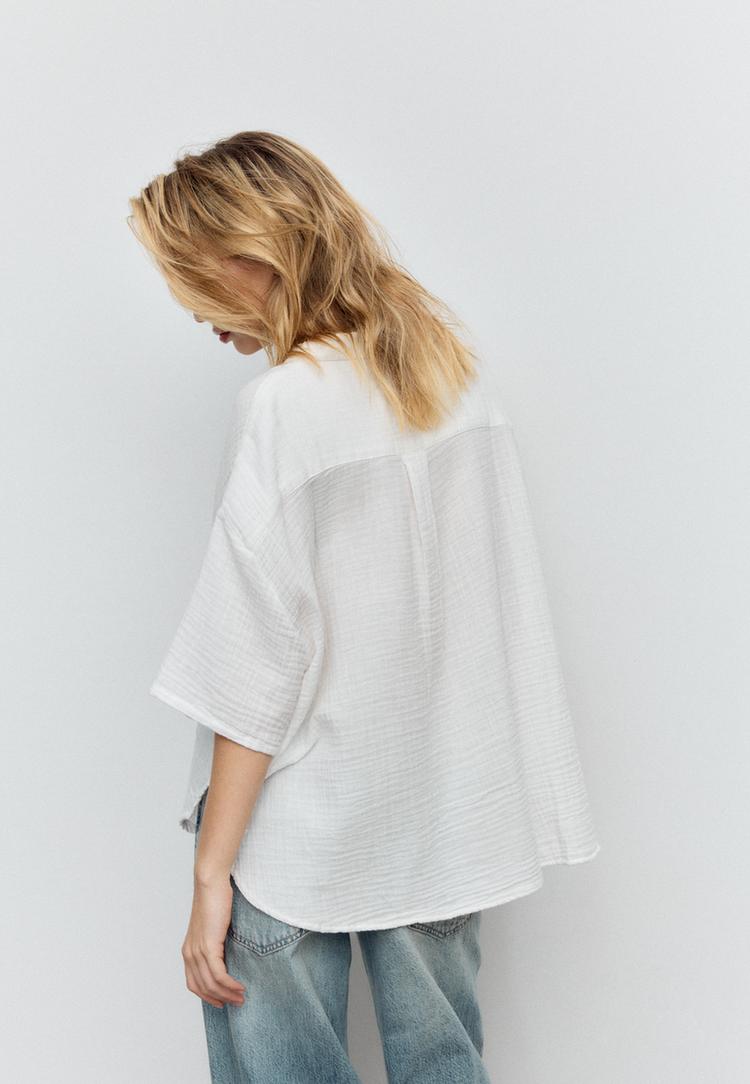 dokumlu pamuklu gomlek