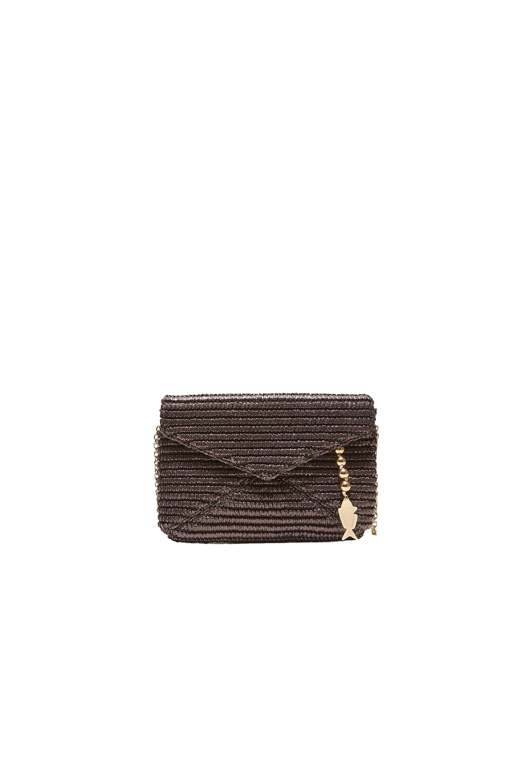 Raffia-effect envelope crossbody bag — Brown