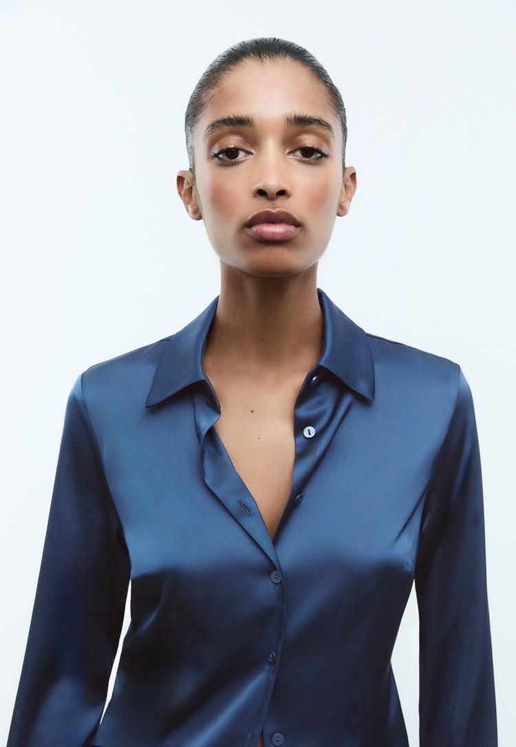 fitted satin shirt