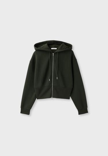 Zip-up sweatshirt with hood — Green 7
