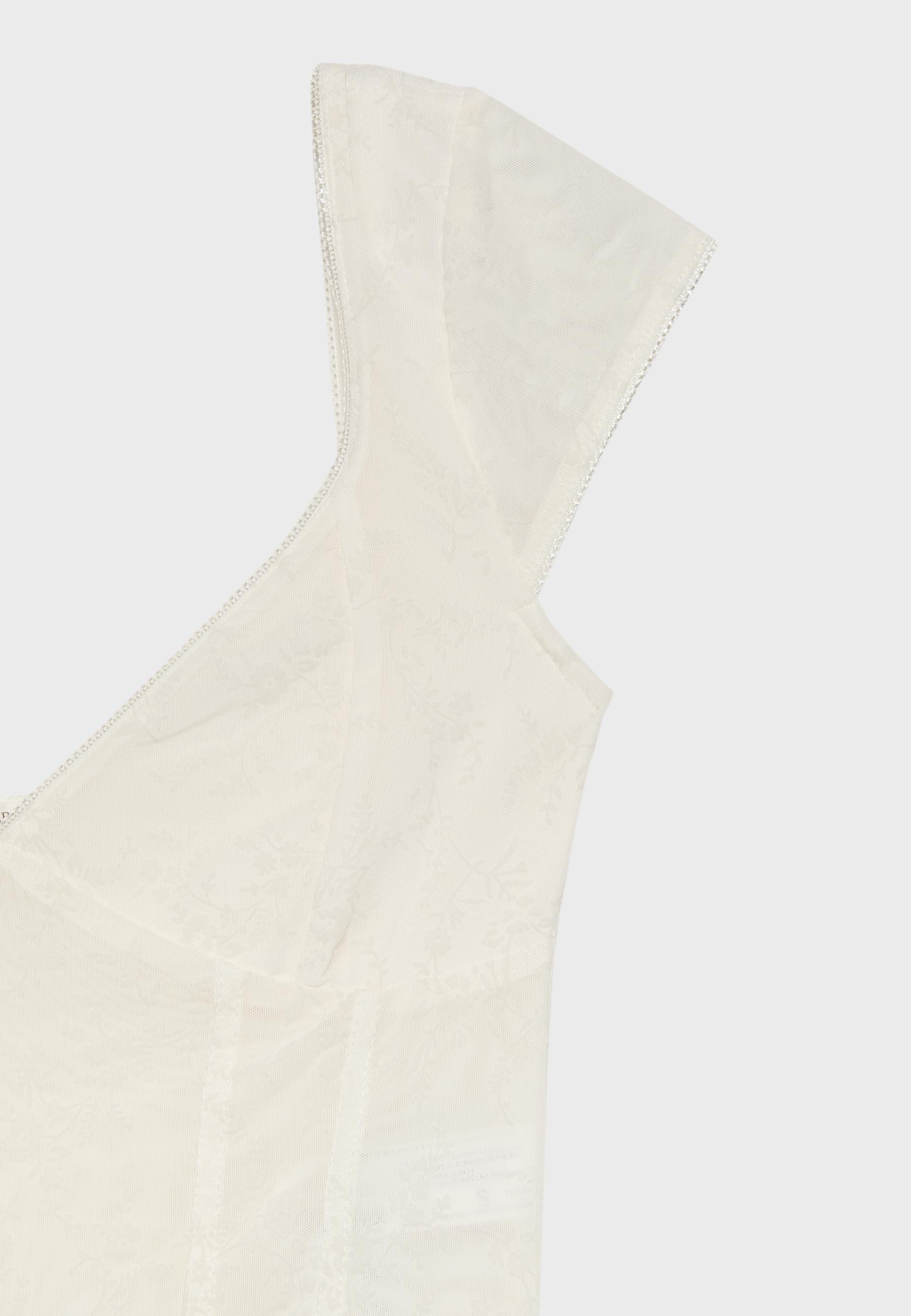 Flocked bodice top — Ecru