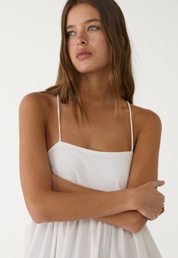 vestido largo popelin