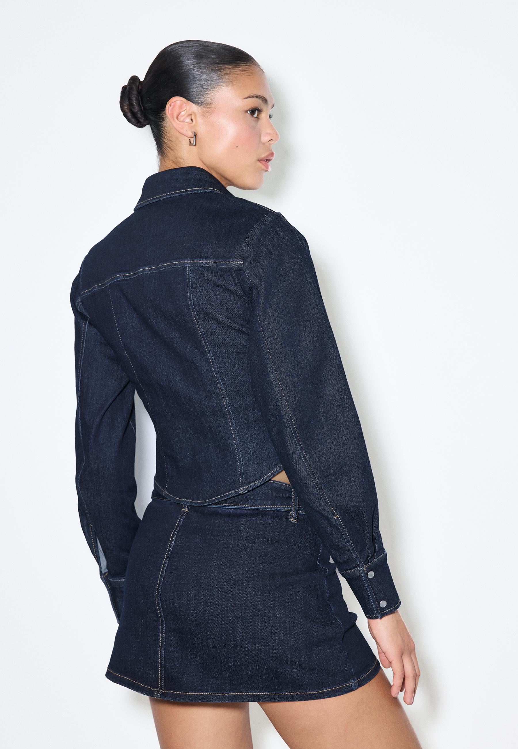 Denim skort with belt — RINSE BLUE DENIM