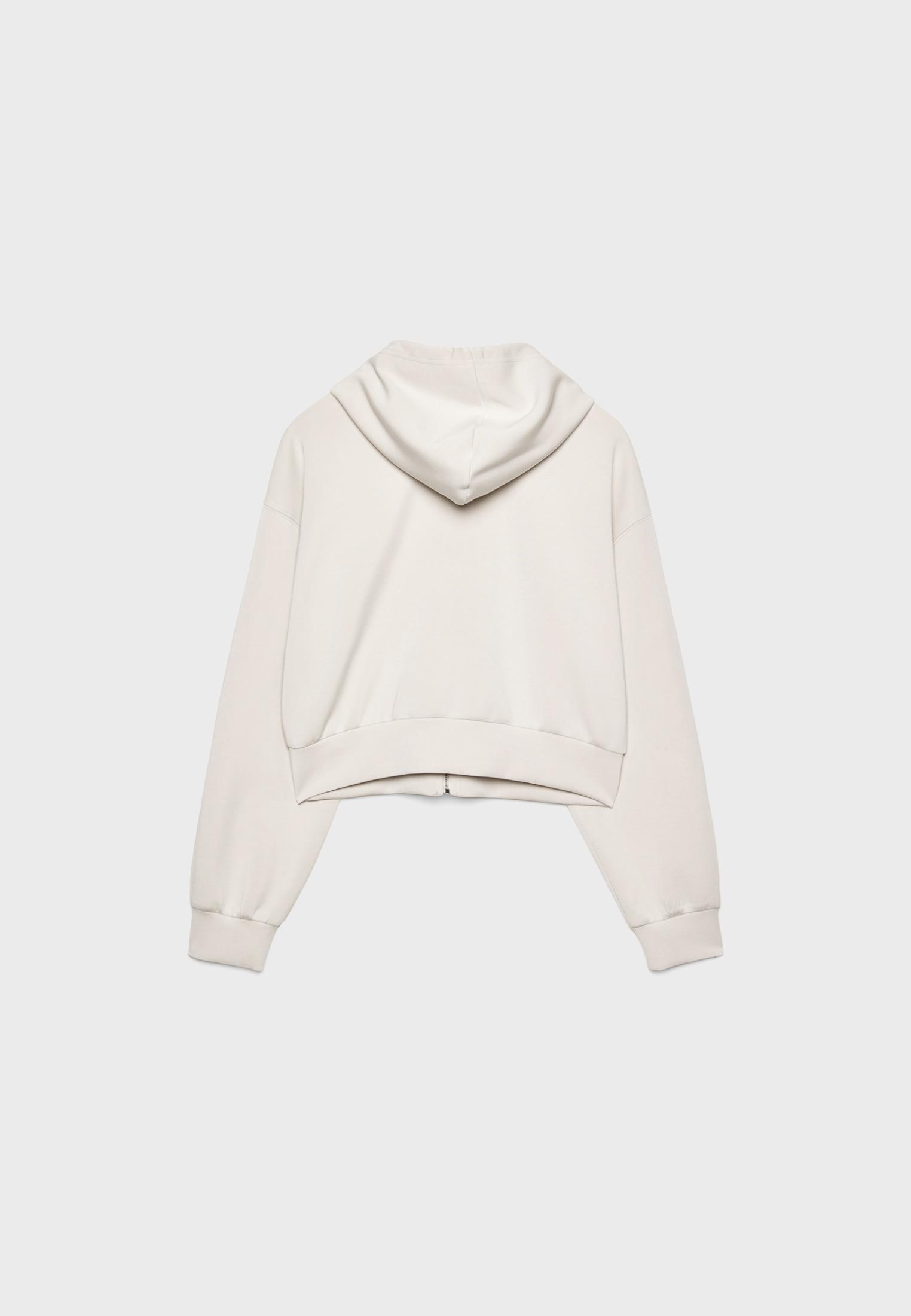 Soft-feel zip-up sweatshirt — Stone