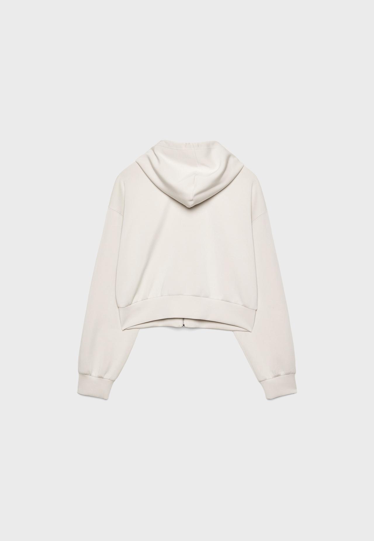 Soft-touch zip-up sweatshirt — Stone