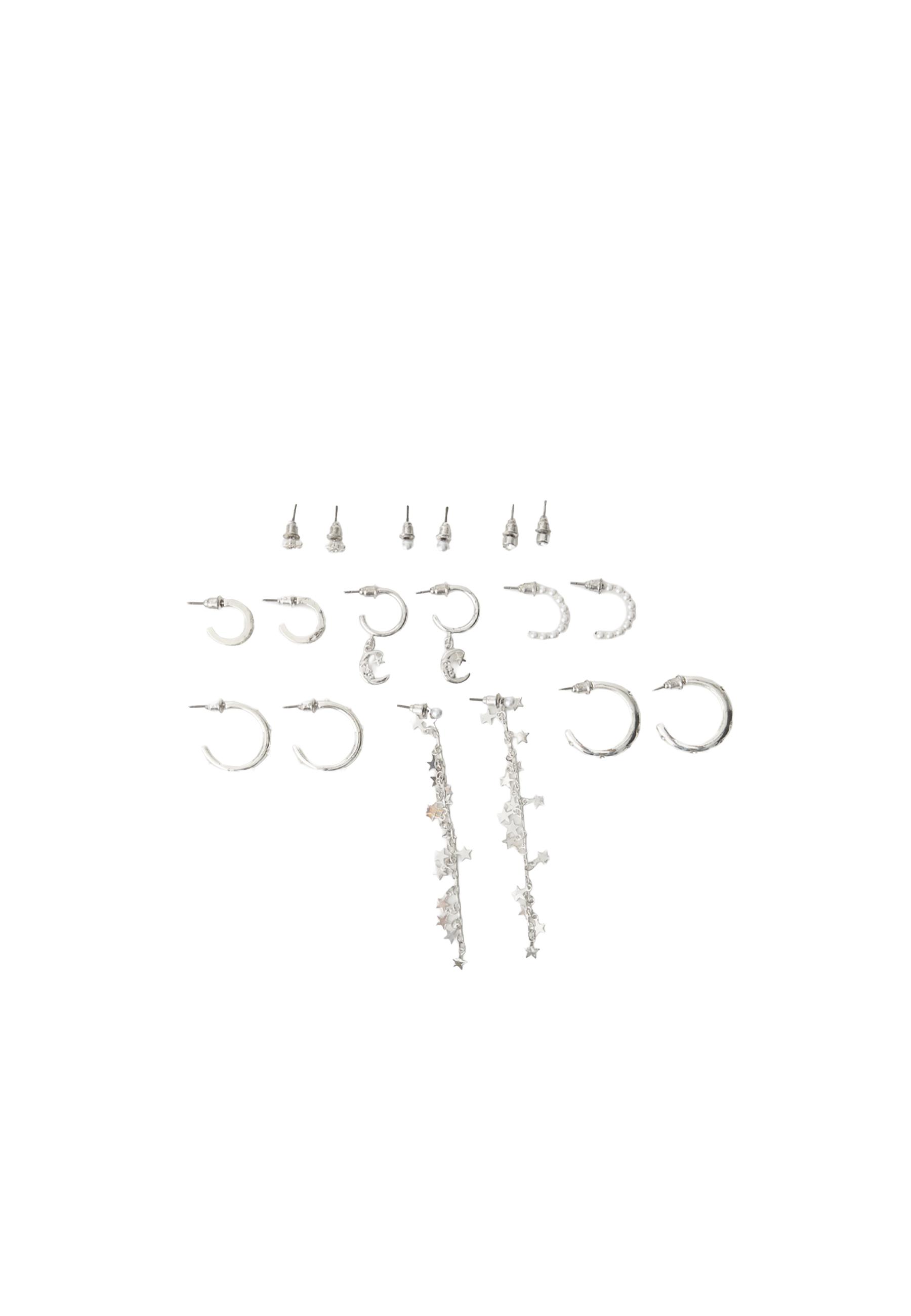 Set of 9 moon earrings — Grey