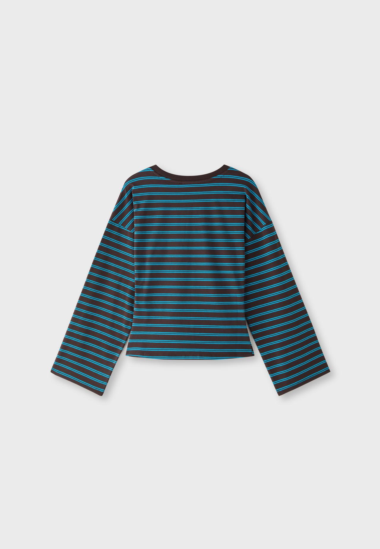 Striped long sleeve Japanese-style top — Brown