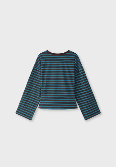Striped long sleeve Japanese-style top — Brown 8