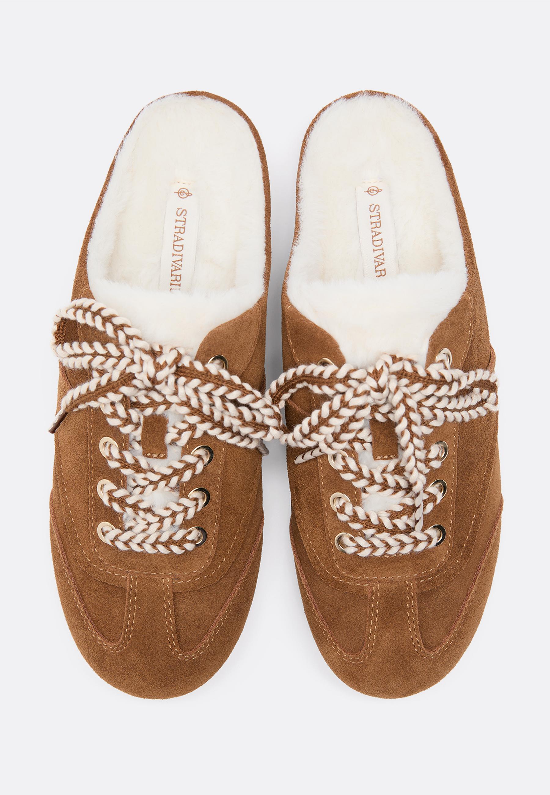 Leather mule trainers — BROWN