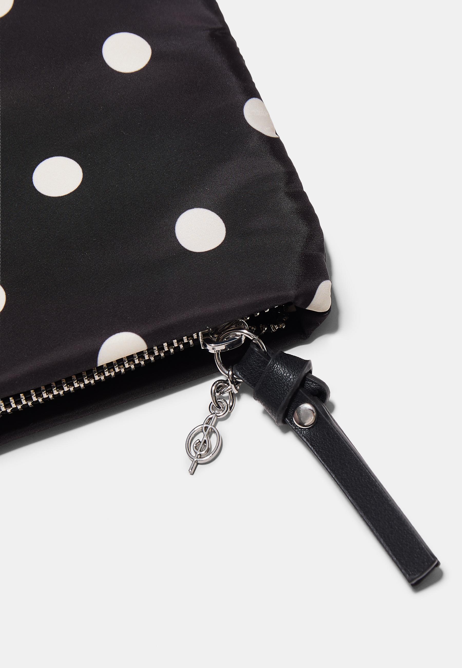 Printed fabric zip-up wash bag — Black